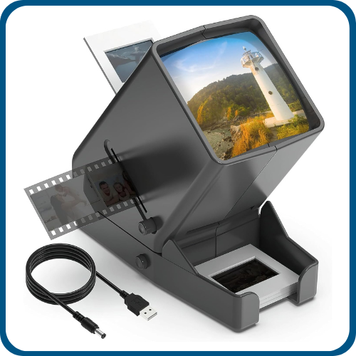 Slide and film viewer with image displayed