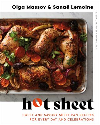 chicken and veggies on a sheet pan for cover of Hot Sheet