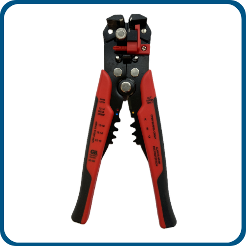 Red and black stripper and crimper tool